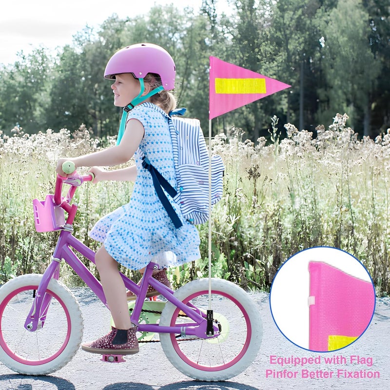 Acrebow Bike Safety Flag with Pole 2 Sets, 6-Foot Adjustable Height Sturdy Fiberglass Tear-Resistant Waterproof Pink Safety Flag (PINK) - Image 4